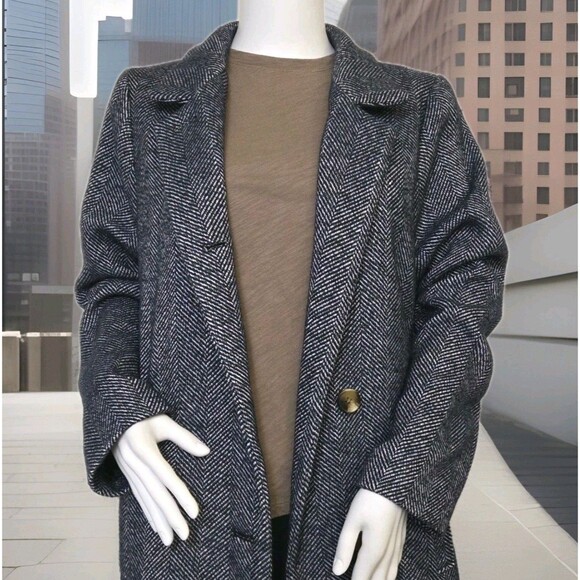 Soft-Brushed Herringbone Car Coat Women’s S Lined Relaxed Old Navy - Picture 2 of 12